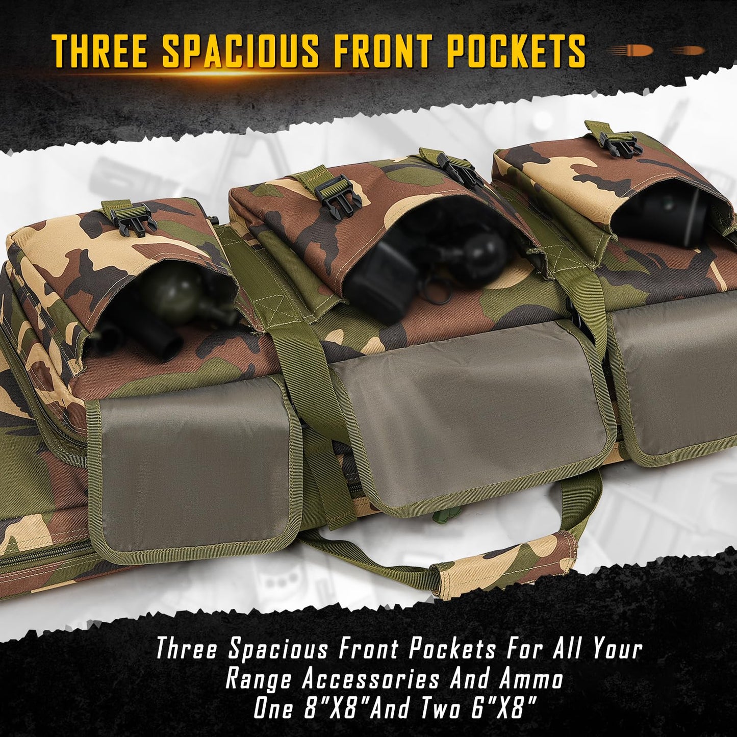 DULCE DOM 32 inch Double Rifle Case Soft Bag Gun Case, Perfect for Rifle Pistol Storage and Transportation, All Around Shooting Range Tactical Rifle Backpack, Indoor Outdoor