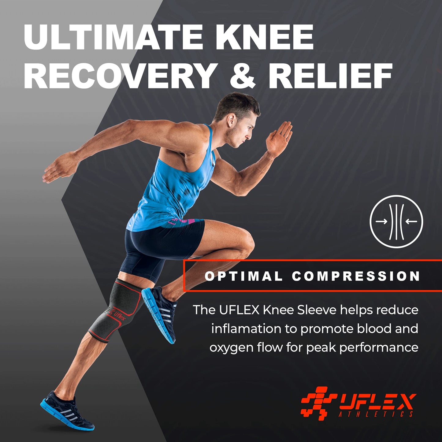 UFlex Athletics Knee Compression Sleeve Support for Women and Men - Knee Brace for Pain Relief, Fitness, Weightlifting, Hiking, Sports - Black, Small