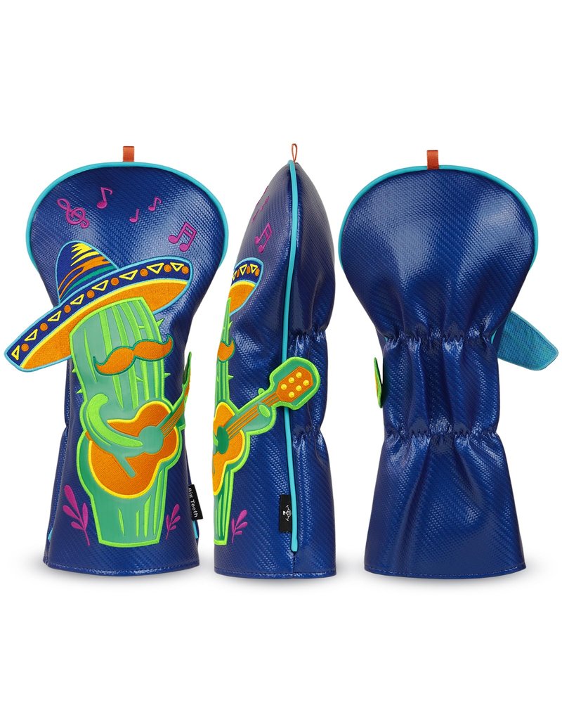 Big Teeth Mexican Style Driver Headcover, Funny Golf Club Head Cover Driver Headcover, Funny Cactus Guitar Player, Golf Club Driver Covers Blue Color