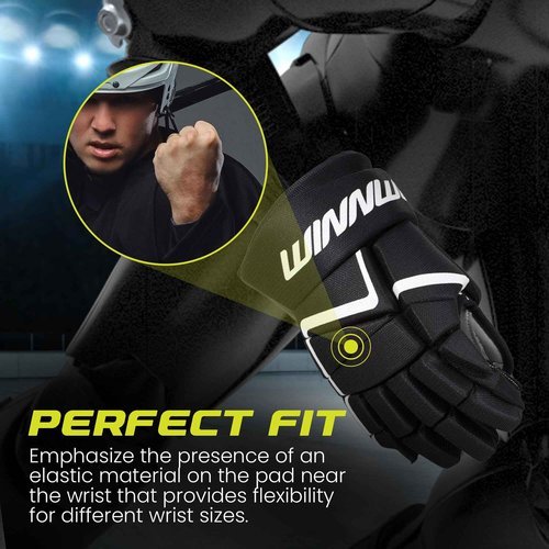 Winnwell AMP500 Ice Hockey Gloves - Indoor & Outdoor Protective Goalie Equipment for Youth, Junior & Senior Hockey Players