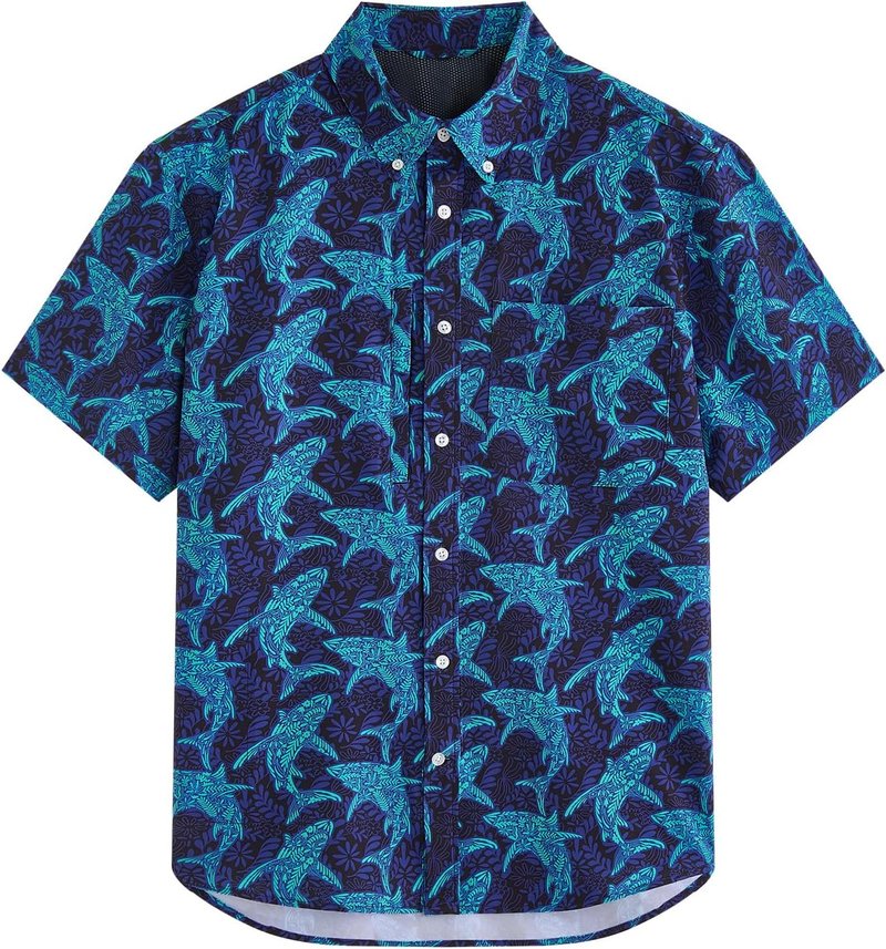 Men’s Hawaiian Button Down Short Sleeve Shirt | UPF50+ Sun Protection, Quick Dry, Vented Back