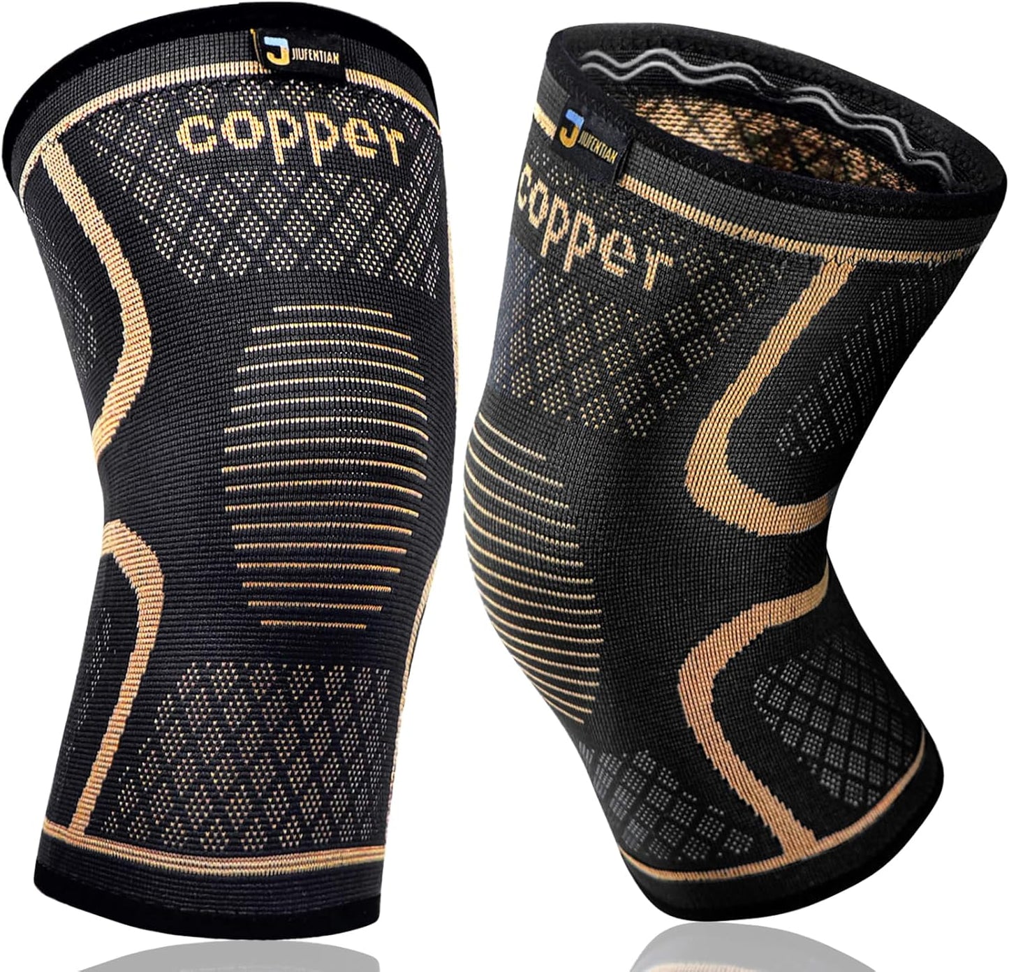 Copper Knee Braces - Compression Sleeves for Pain Relief & Support | 2-Pack, X-Large