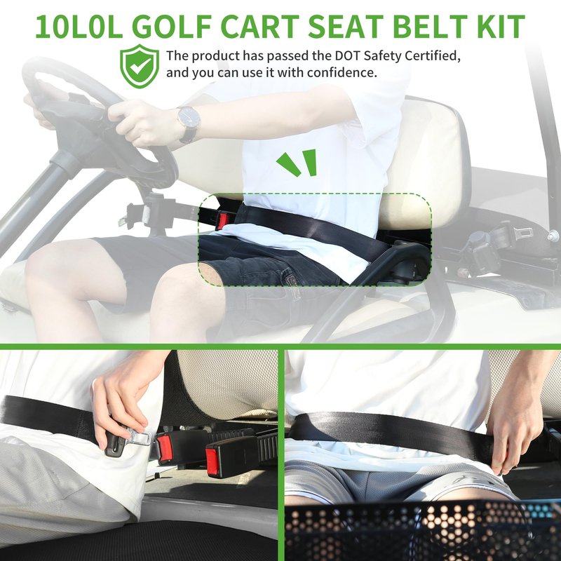 10L0L 2PCS Universal Golf Cart Seat Belt Kit for EZGO, Yamaha, Club Car, Fits Front Rear Seat (Not Include Bracket)