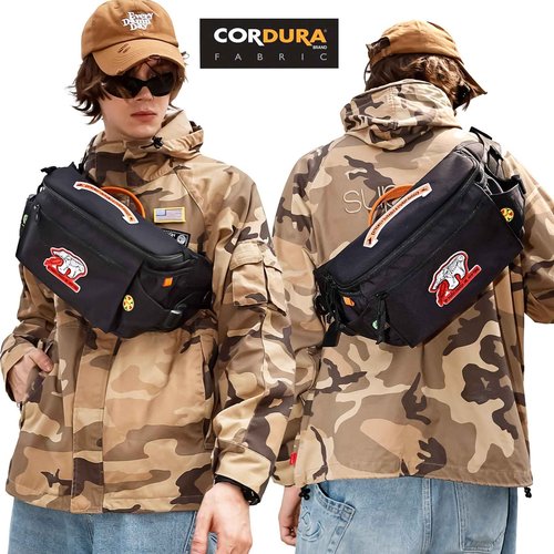 Rough Enough Tactical Fanny Pack for Men Crossbody Large Waist Bag for Travel Fishing Hiking Hunting Black 5L