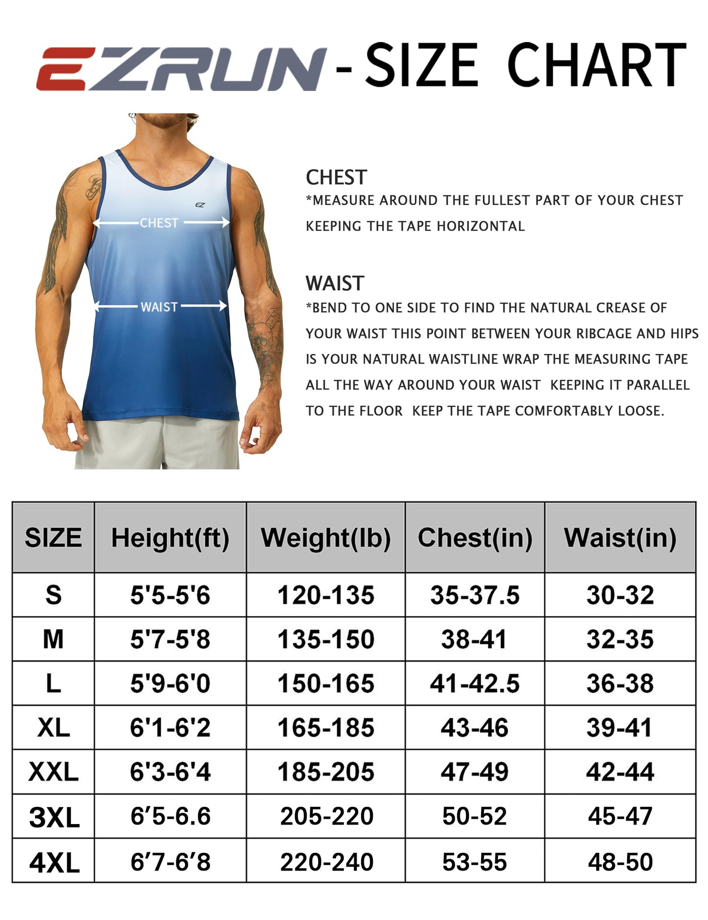 EZRUN Men's Tank Tops Quick Dry Workout Sleeveless Shirts for Bodybuilding Gym Jogging Running Fitness Training(Sapphire Gradient, M)