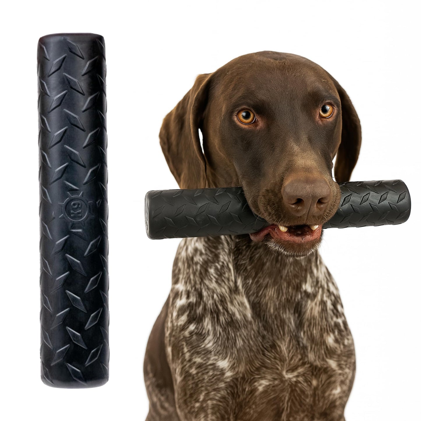 Monster K9 Chew Stick | Virtually Indestructible. Lifetime Guaranteed. | USA Made | VULCRON™ Natural Rubber | Durable, Heavy Duty Tug & Fetch Dog Toy for Aggressive Chewers | Med/Large Breeds, 9x1.75”