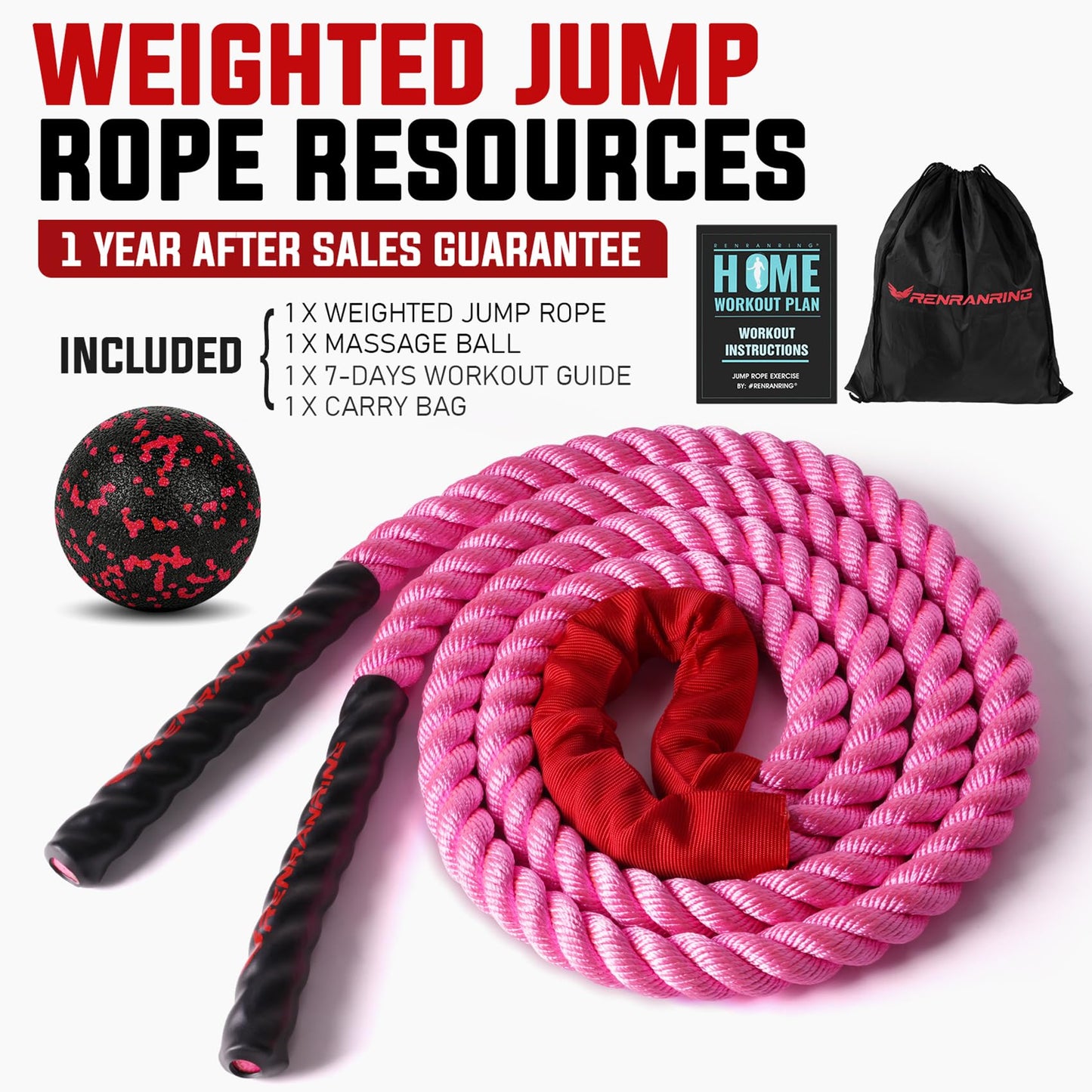 3lb Weighted Jump Rope for Fitness - Upgraded Cozy Handle Heavy Jump Ropes for Men & Women, Adult Skipping Weekly Guide for Home Gym Power Training, Improve Strength and Building Muscle