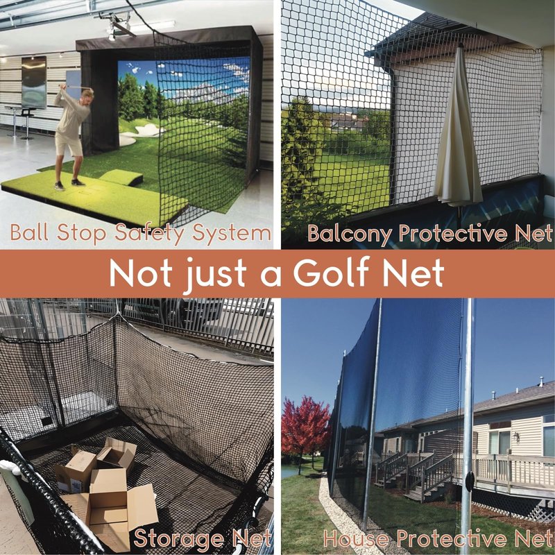 Golf Practice Net,Heavy Duty Nylon Golf Hitting Net,Golf Net Outdoor Indoor with Wire Hanging Kit,Golf Nets for Backyard Driving，Golf,Baseball, Hockey, Soccer（10/15/20/25/30ft (Black-10x10ft)