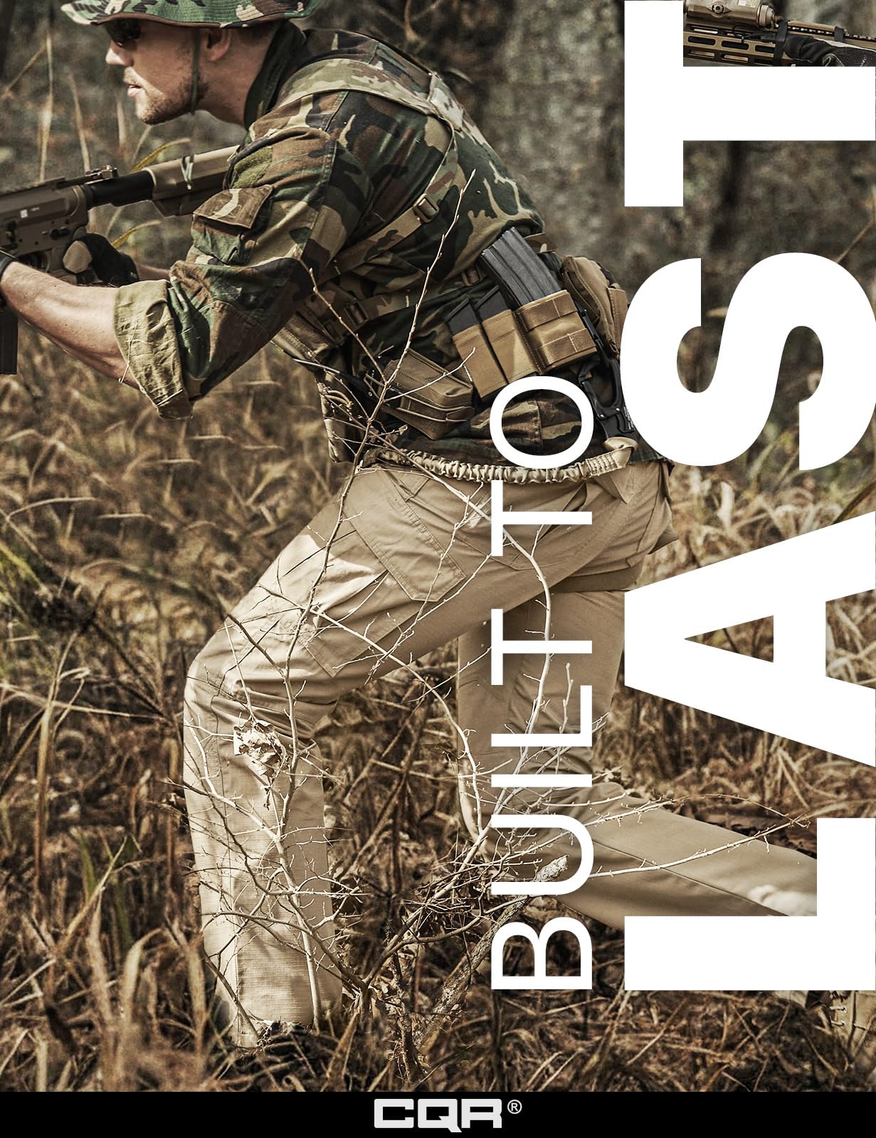 CQR Men's Tactical Pants, Water Resistant Ripstop Cargo Pants, Lightweight EDC Work Hiking Pants, Outdoor Apparel, Raider Khaki, 40W x 30L