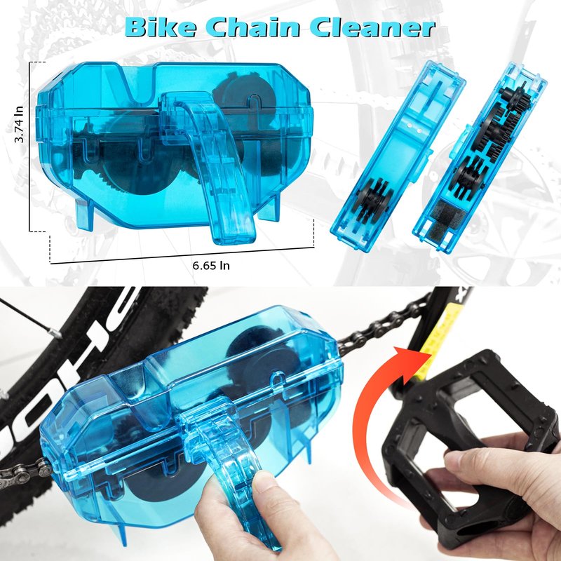focopot Bike Chain Cleaner Kit with Bicycle Cleaner(25 oz),Degreaser(10 oz),Oil Lubricant(2 oz),Cleaning Brush Tool,Bike Chain Cleaning kit to Clean and Lube Mountain/Road/MT/E Bike