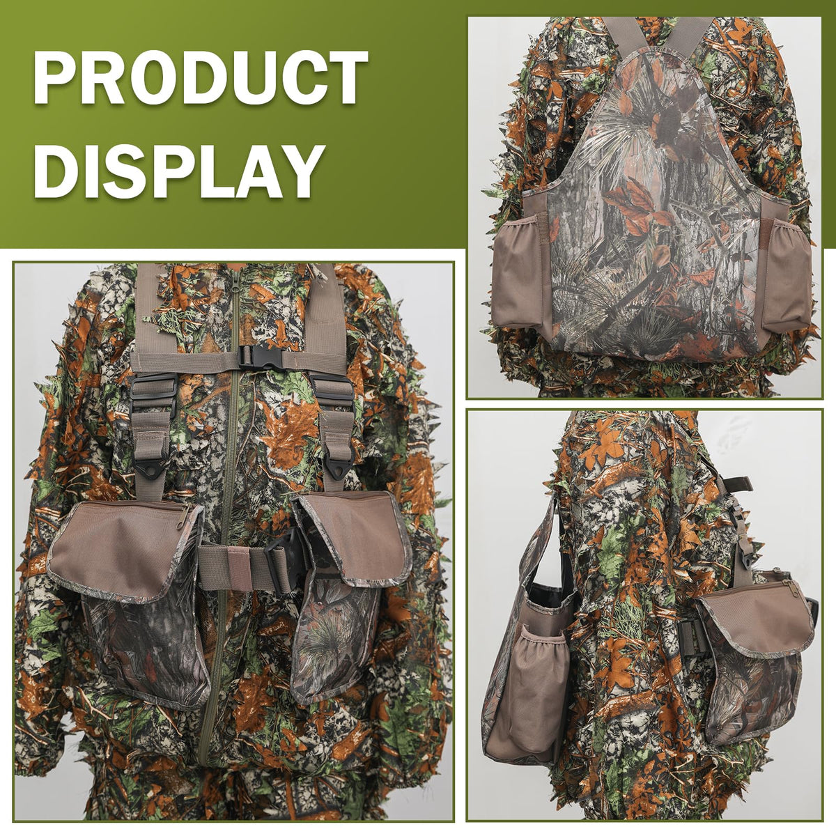 ZAIXIA Tactical Hunting Vest with Game Pouch Adjustable Chest & Shoulder Strap for Upland Bird Hunting, Fit for Men and Women Outdoor Enthusiasts
