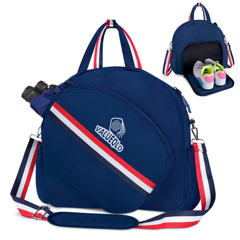 VALUEQLO Tennis Bag for Women with Shoe Compartment & Dry Wet Pocket, Gym Tote Bag Holds 2-3 Pickleball Paddles, Water Resistant Adjustable Strap Sports Bag Duffle Bag for Tennis, Pickleball, Travel