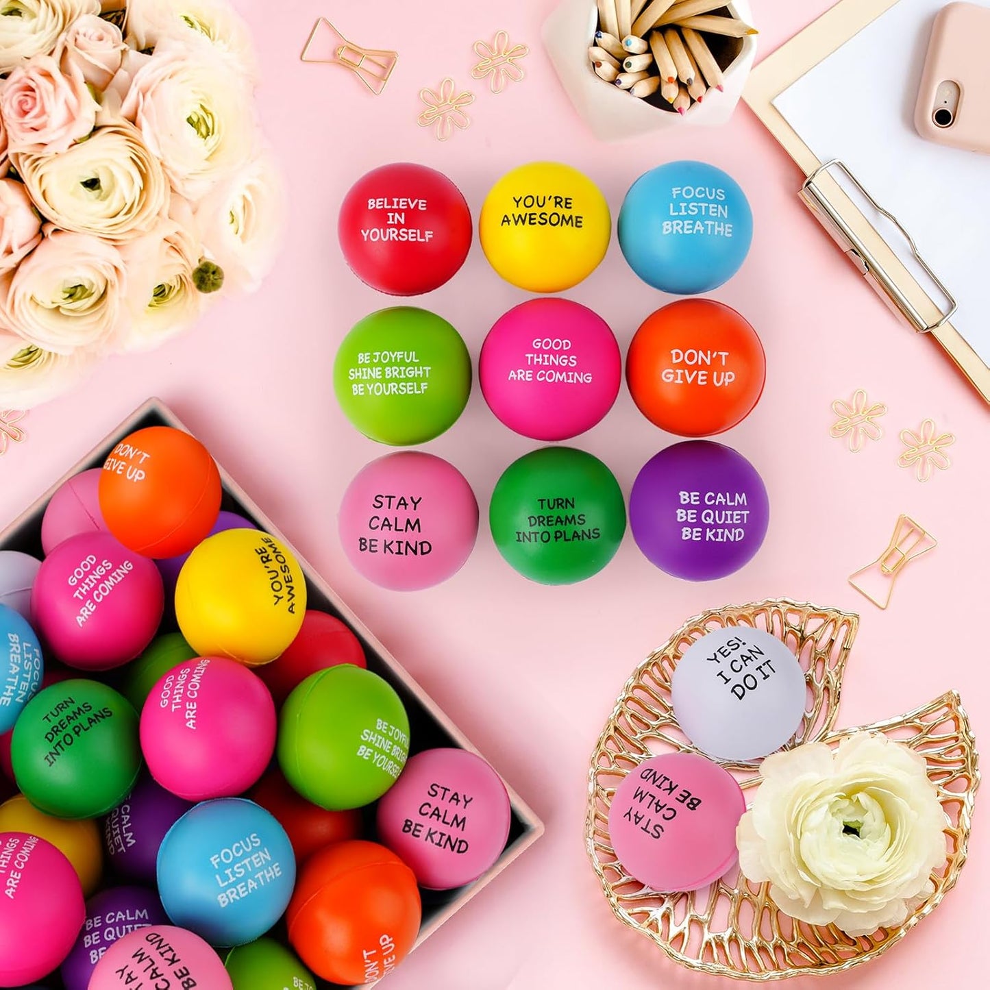 Stress Balls for Adults - 100PCS Foam Squeeze Stress Relief Toys | Perfect for Office, Classroom & Parties