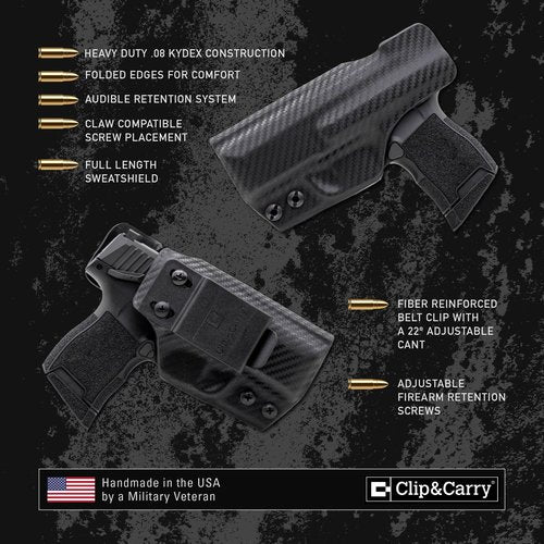 Clip & Carry IWB Kydex Holster for The BYRNA SD/EP Non-Lethal Pepper Launcher - Inside Waistband Concealed Carry - Audible Click Retention - USA Veteran Made (Black, Left-Hand)