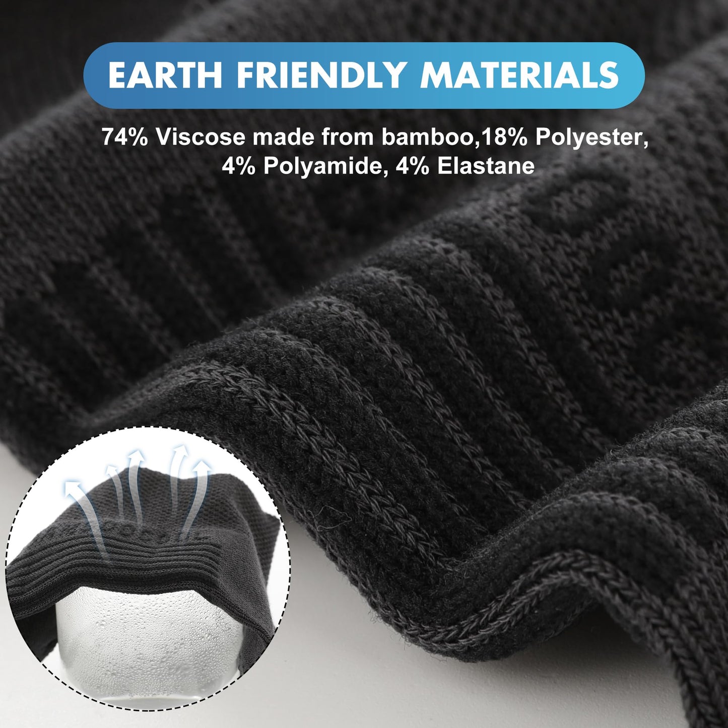 BAMBOO COOL Men's Athletic Ankle Socks Moisture Wicking, Anti-Odor Breathable Running Mesh Socks Arch Support, 8 Pack