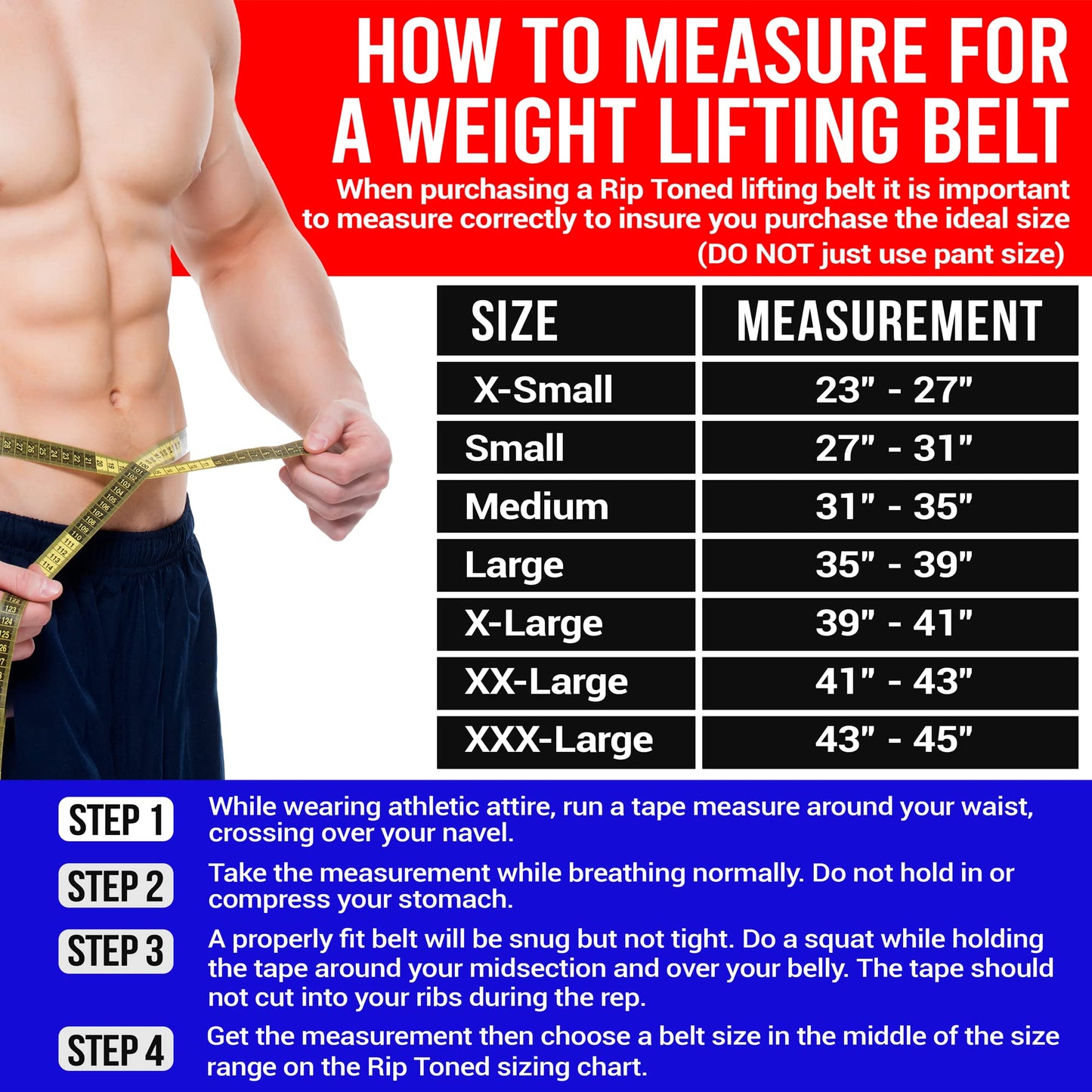 Rip Toned 6in Weightlifting Belt, Powerlifting, Bodybuilding Belt Men & Women, Back Support Weight Lifting (Black, Medium)