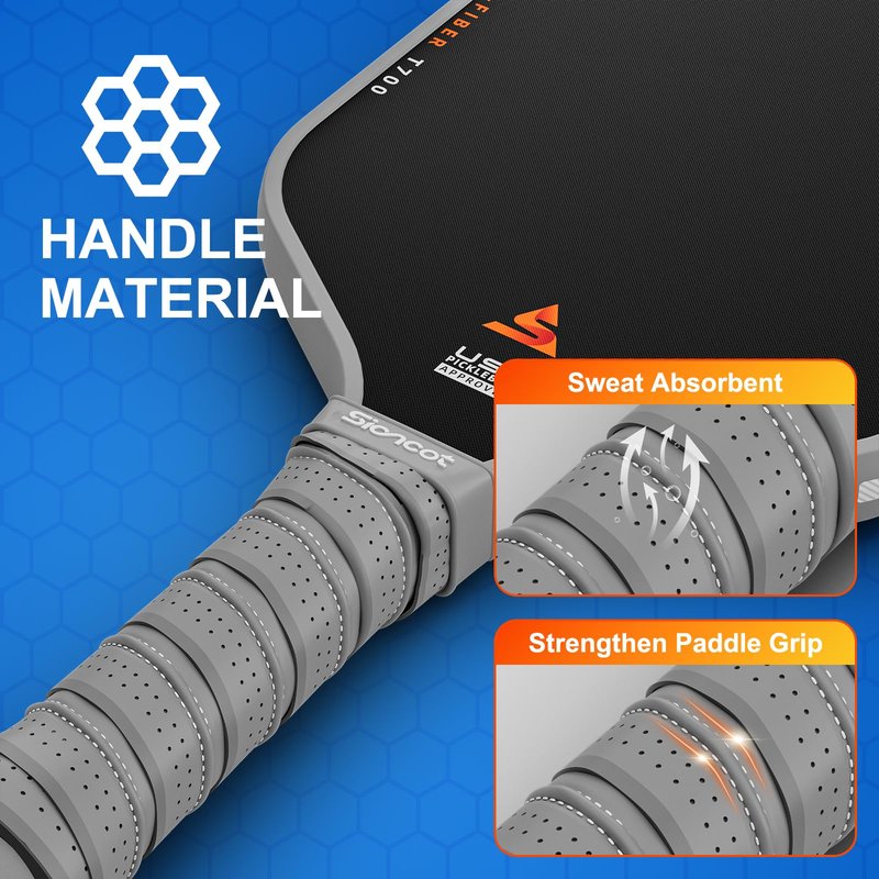Sioncot Thermoformed Carbon Fiber Pickleball Paddle - Textured Grip, Larger Sweet Spots for Max Spin, Control & Power - 16mm Polypropylene Honeycomb Core for All Skill Levels, 8.0 oz
