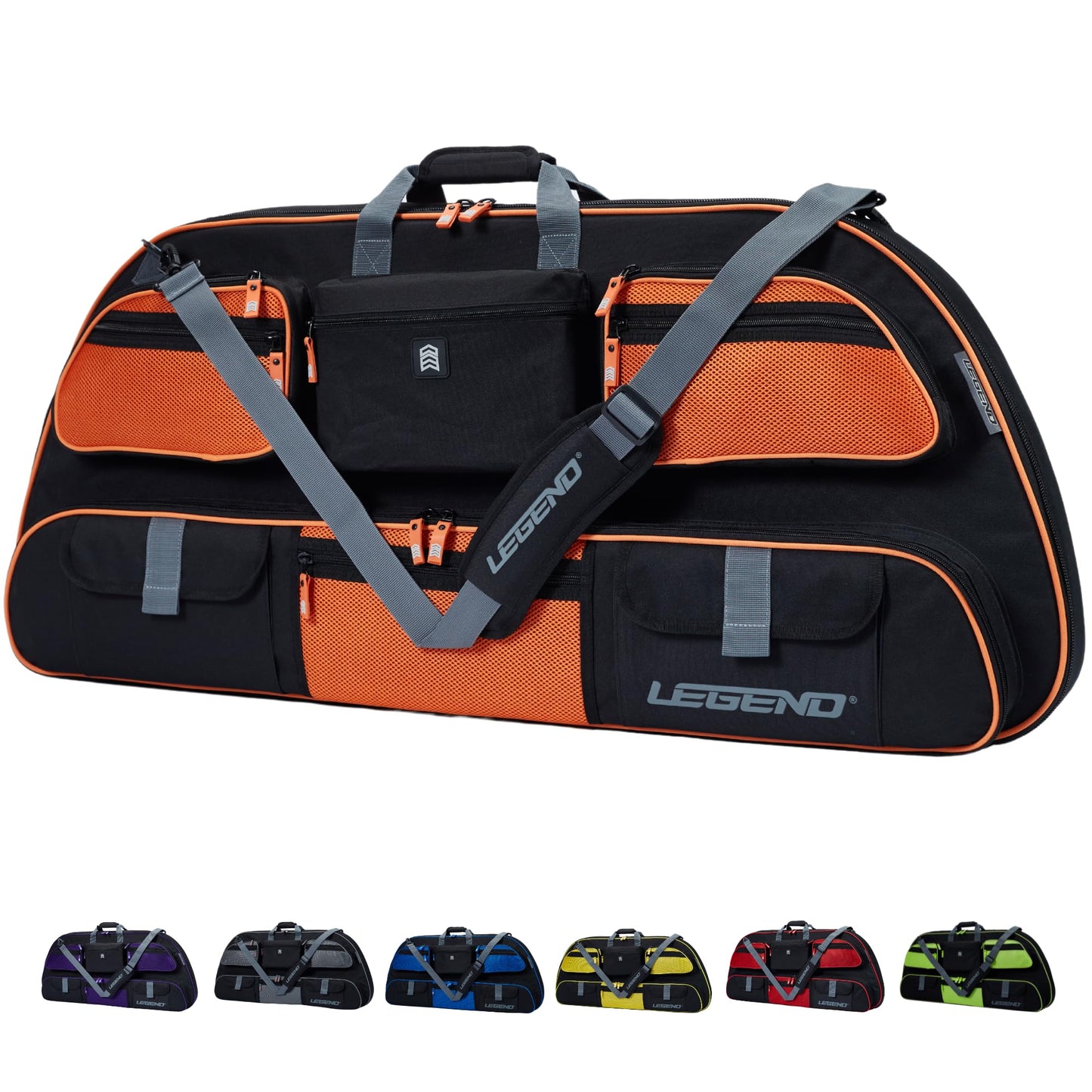 Legend Apollo Soft Bow Case for Compound Bow - Compound Bow Case with Multiple Storage & Foam Padding, Lightweight Bow and Arrow Case for Archery Accessories, Premium Bow Bag - 44" Black/Orange