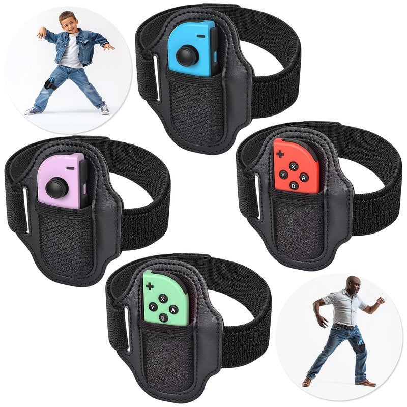 [4 Pack] Leg Straps for Nintendo Switch & Switch OLED Sports Soccer Kicking & Switch Ring Fit Adventure Game, Elastic Leg Straps Accessories with Two Sizes Adjustment for Adult and Kids