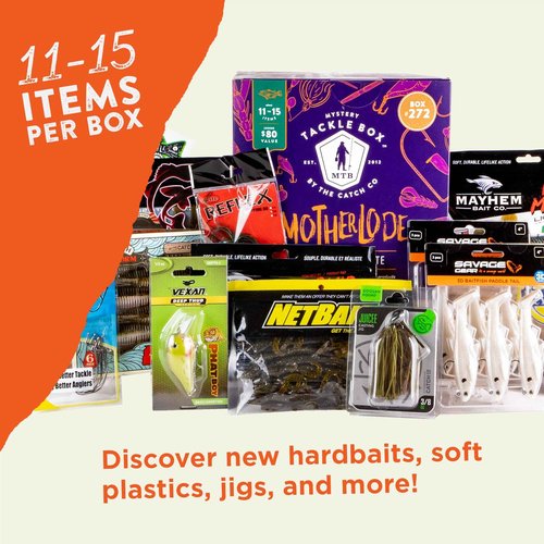 Catch Co Mystery Tackle Box Motherlode Bass Fishing Crate | Largemouth & Smallmouth Bass Freshwater Fishing Kit