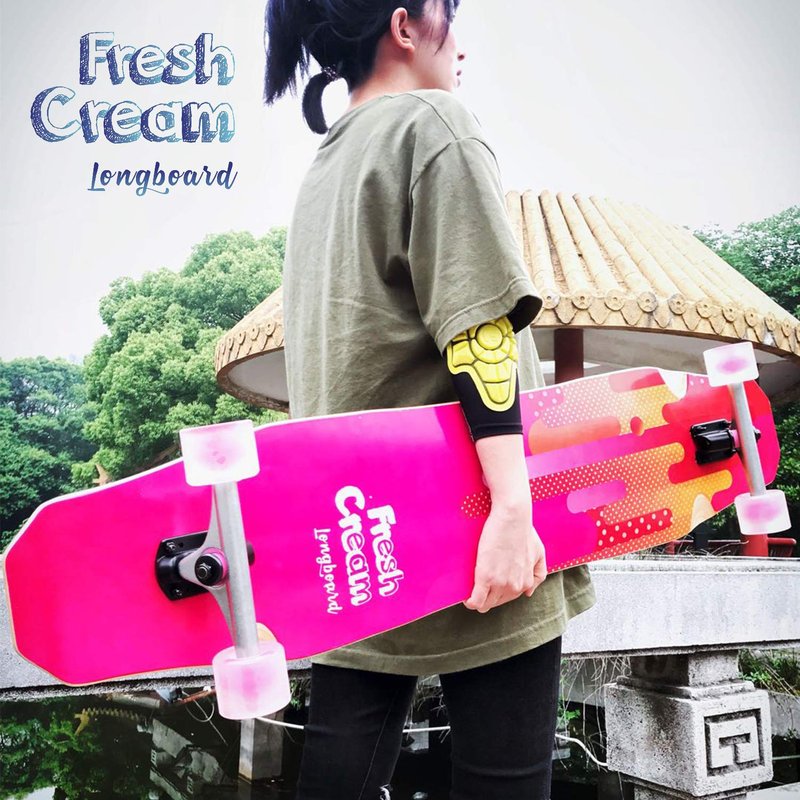WHOME Pro Design 44 Inch Longboard Skateboard Complete - Dancing Free Style Slide Cruiser - Fresh Cream Longboards for Adult Kid & Beginner
