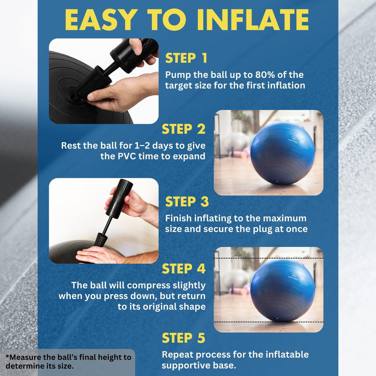ProBody Pilates Yoga Ball Chair, Exercise Ball Chair with Base or Stand for Home Office Desk Sitting or Workout, Balance Ball & Stability Ball Seat for Back, abs (Aqua, 27-30 inches/68-75 cm)