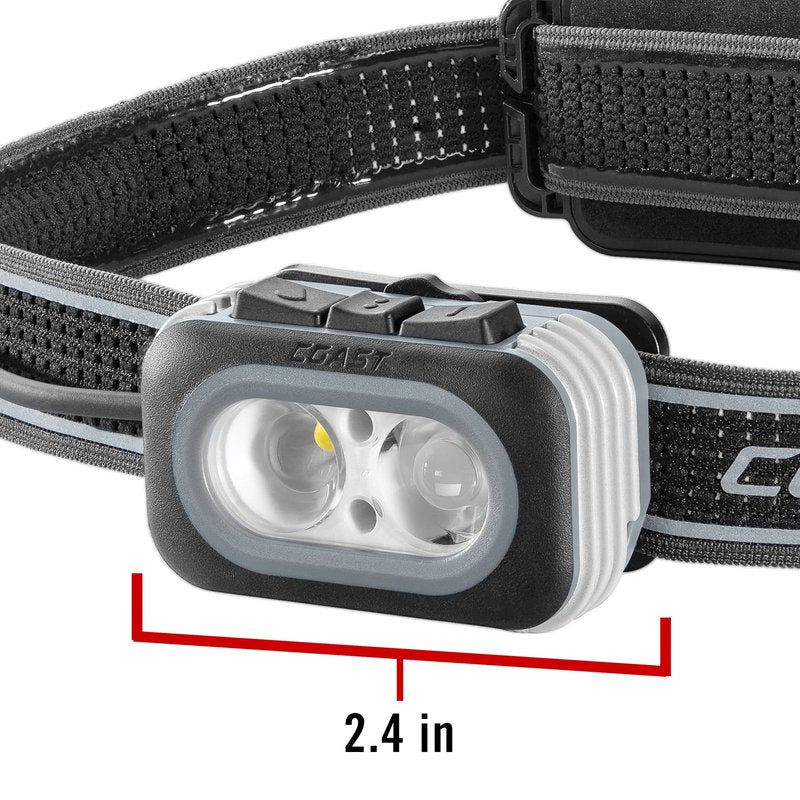 Coast RL20RB 1000 Lumen Tri-Color LED Rerchargeable Headlamp with Included Extra Power Pack, Flood and Spot Beams, Variable Light Control, Red/Green Modes