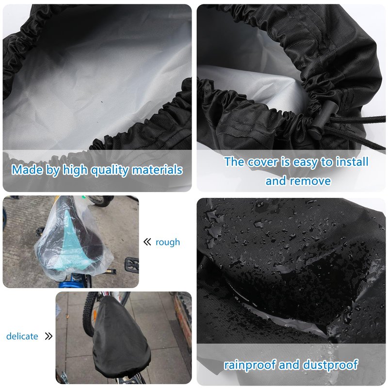 Waterproof Bike Seat Covers: Dustproof, Rainproof, UV-Protective, Windproof, Easy to Install and Clean. Suitable for Men's and Women's City/Mountain Bikes (2pcs Black)