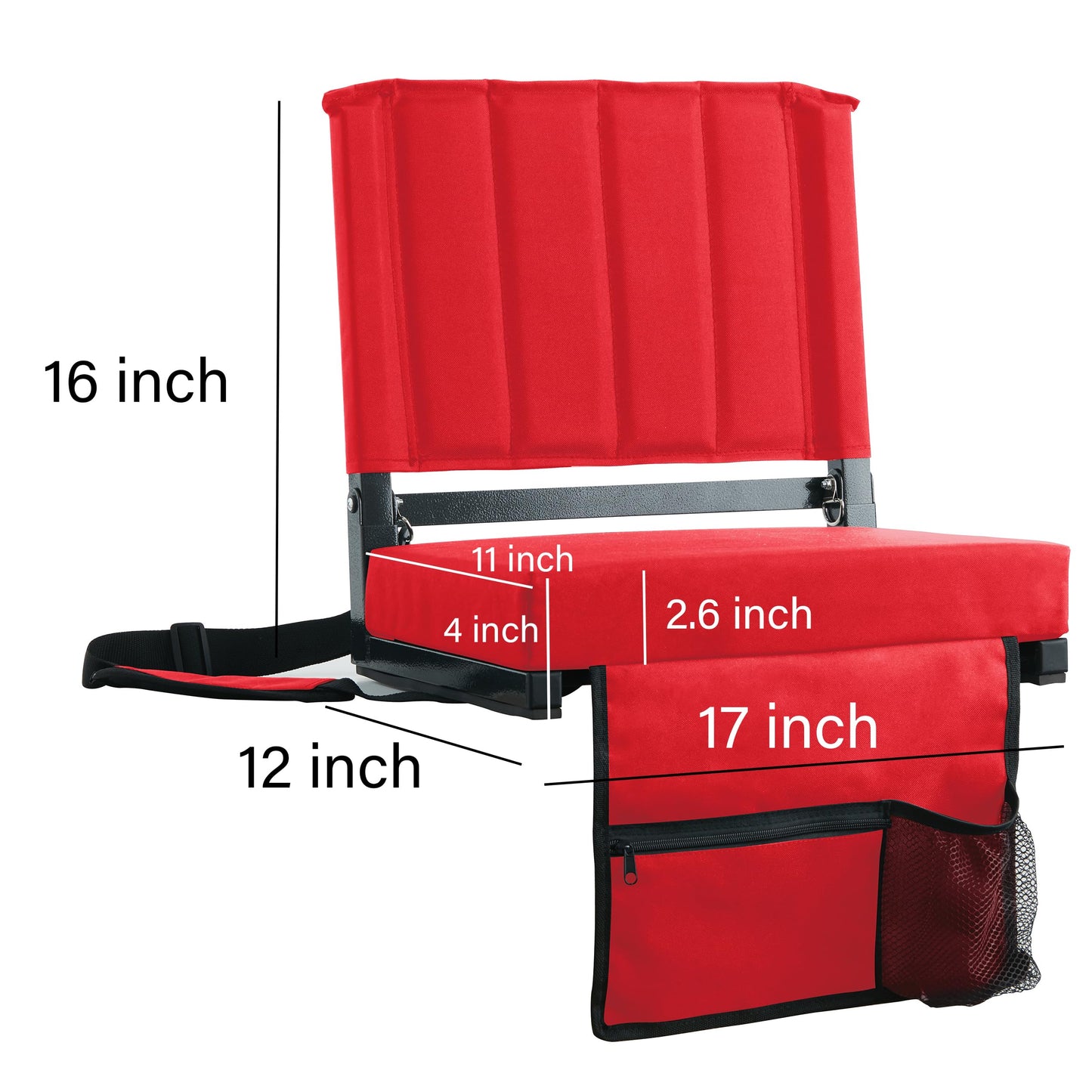 SPORT BEATS Stadium Seat for Bleachers with Back Support and Cushion Includes Shoulder Strap and Cup Holder