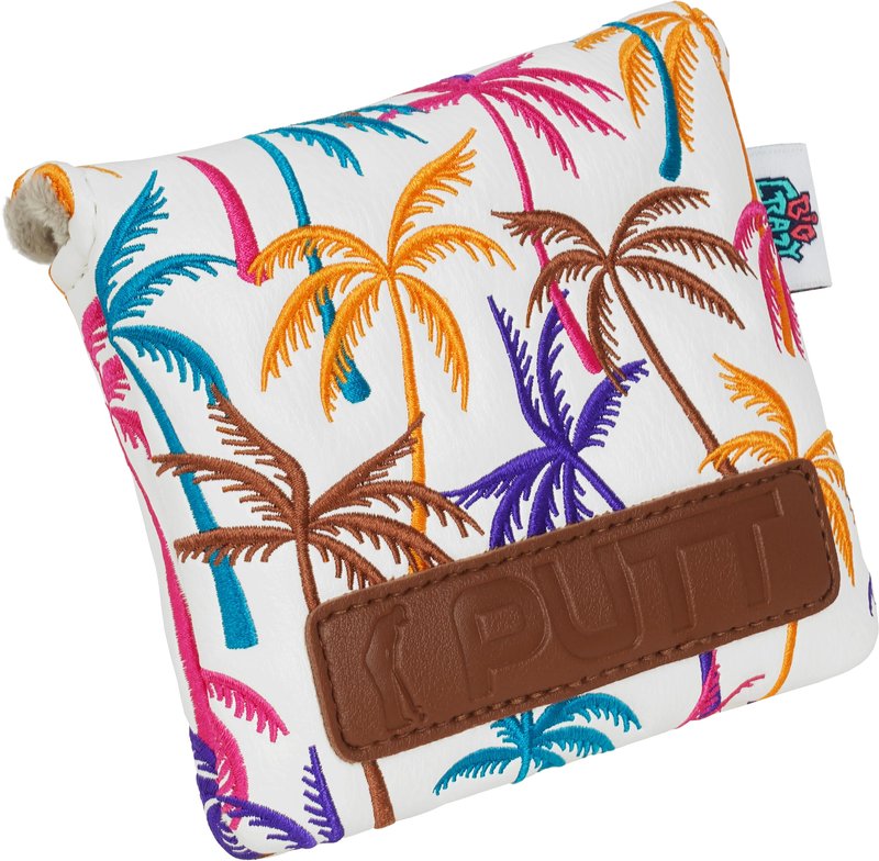 Big Crazy Putter Cover with Strong Magnetic Closure - Square Mallet Putter Cover - Waterproof PU Leather - Golf Head Covers - Coconut Tree Funny Design