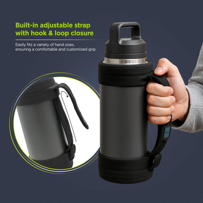 ENCASED Custom Hand Strap Boot Designed for 36oz YETI Rambler - Protective Water Bottle Holder with Adjustable Neoprene Carrying Handle (Only fits YETI Rambler 36oz Models)