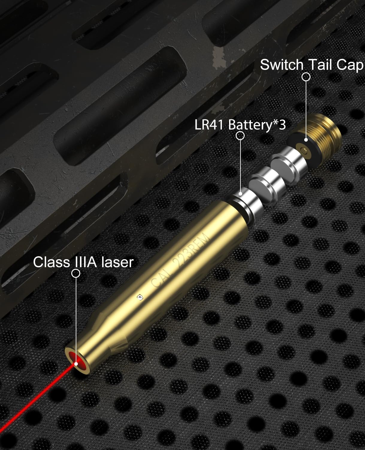 Feyachi Red Bore Sighting Laser 223 5.56mm Switch Design Laser Boresighter with 3 Sets of Batteries