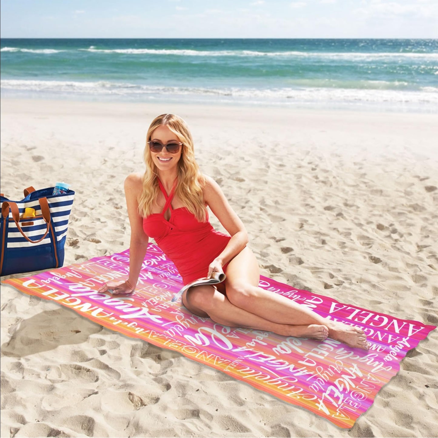 Esmtuaij Personalized Beach Towels for Kids and Adults, Custom Beach Towels with Name, Custom Quick-Drying Travel & Pool & Beach Towels,Customized Gifts for Women & Men & Children