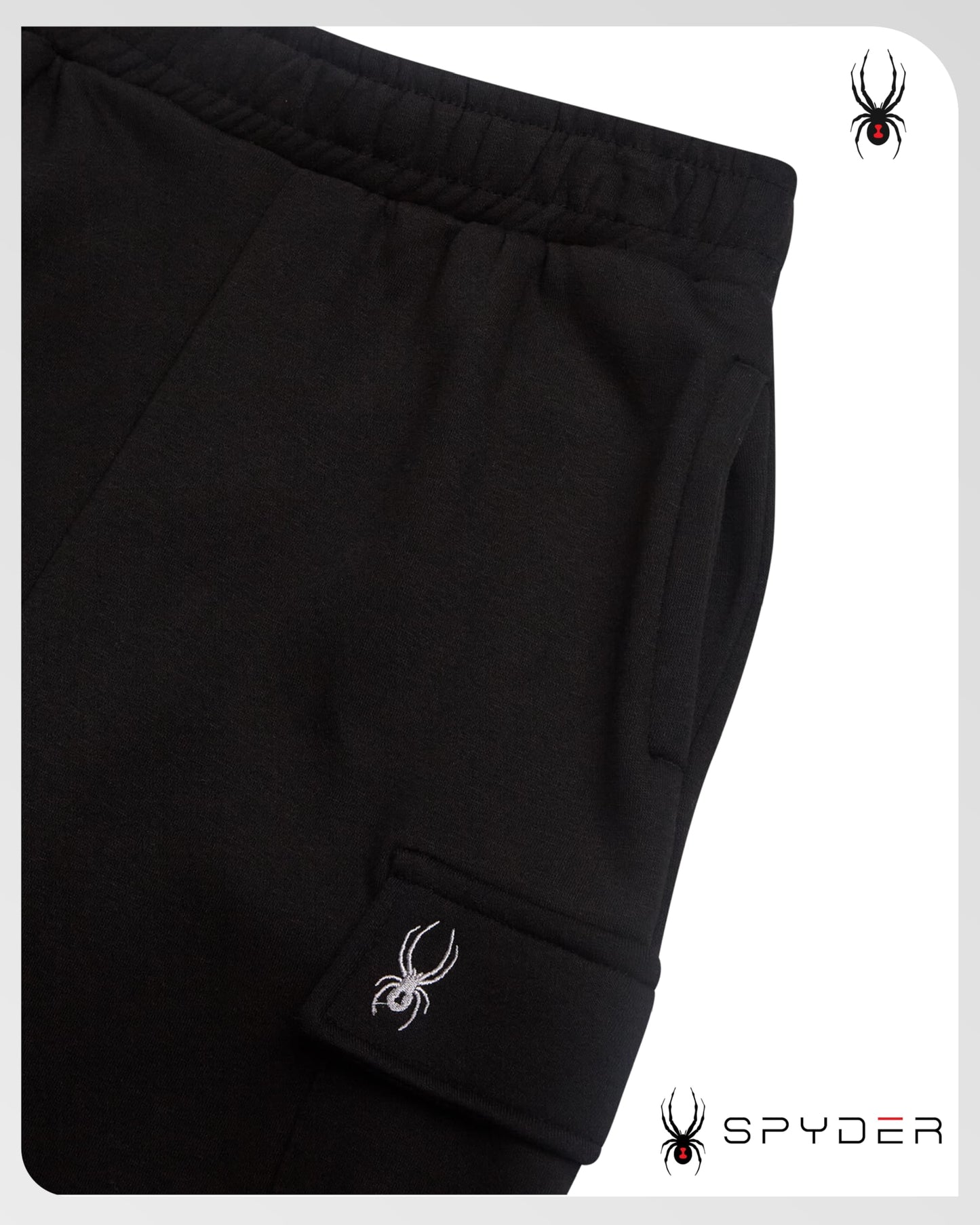 Spyder Mens Cargo Sweatpants - Soft Stretch Fleece Mens Joggers with Pockets & Elastic Waistband for Running Jogging Workout, Size Medium, Black