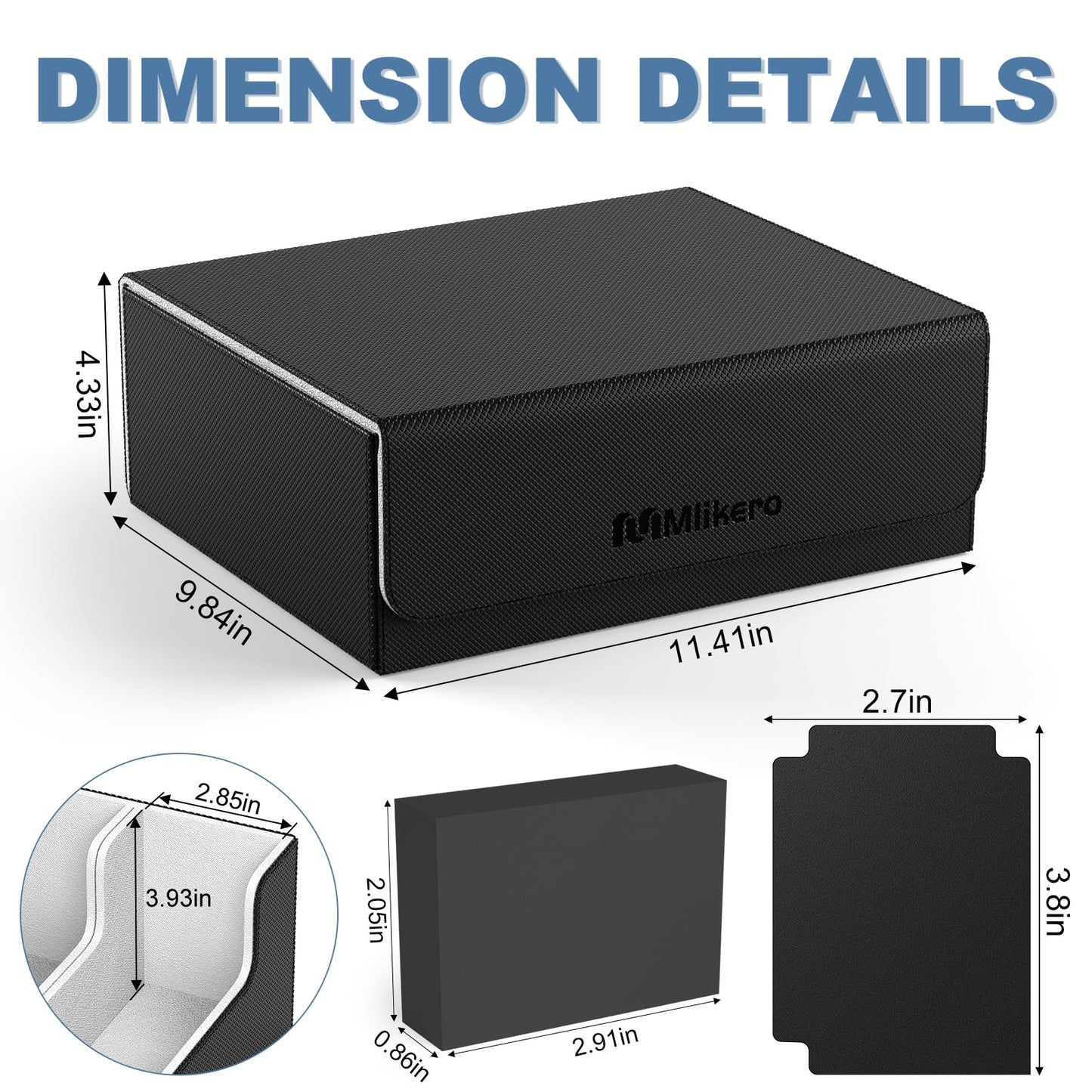 Mlikero Trading Card Storage Box, Bulk Card Storage for 1800+ Sleeved Cards, PU Leather Magnetic Closure Card Organizer with 10 Dividers & 3 Foam Stoppers, Fit for MTG, TCG and Sports Cards