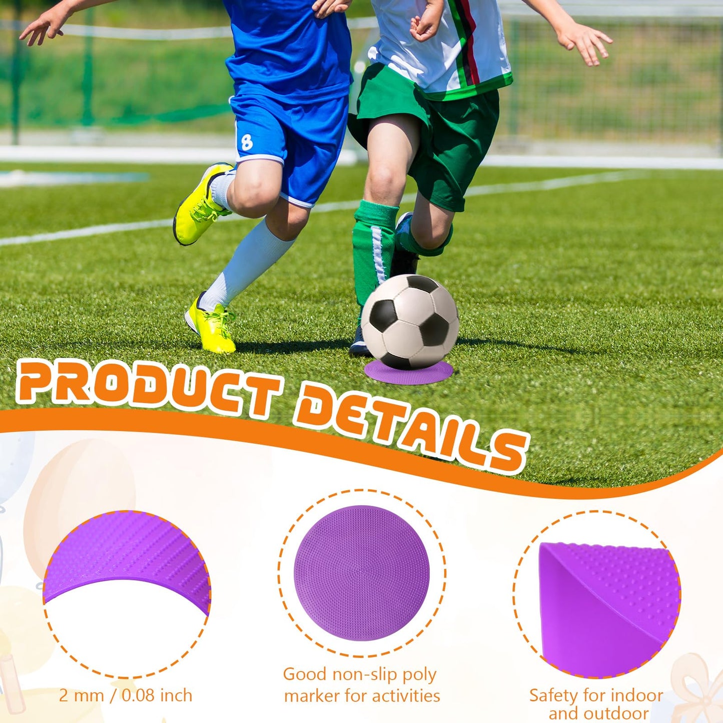 wlilupah 6 Pcs Poly Spots Markers 8 Inch Floor Spot Markers Dots for Gym Marker Poly Sports Training for Gym Floor Soccer Basketball Speed Agility Training Field Marking Equipment (Purple)