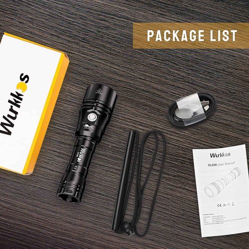 Wurkkos DL20R Dive Lights Scuba Diving Flashlight,3200Lumen Dive Light Built-in USB-C Port Snorkeling Light 90CRI 5300K IPX8 Waterproof Flashlight,Professional Underwater Flashlight for Depth Cave