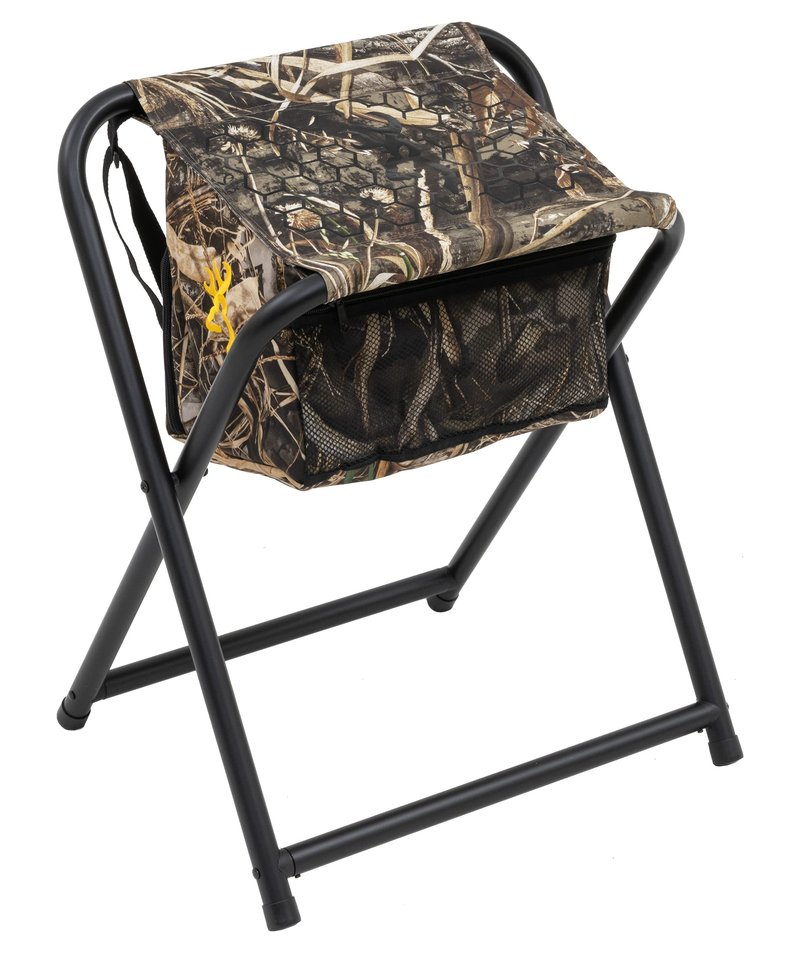 Browning SteadyReady Hunting Chair - Compact and Foldable Steel Frame Stool with Exra-Wide Angled Anti-Slip Seat and Realtree Max-7 Camo Pattern, Realtree Max-7