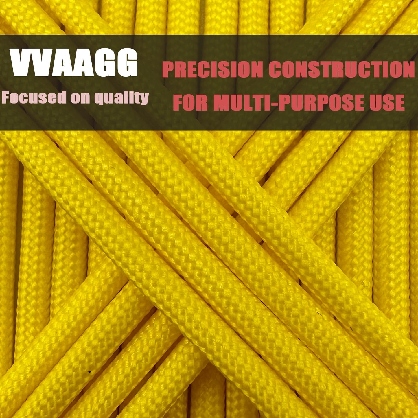 VVAAGG 550 Paracord 100FT - 4mm Lightweight and Durable Camping Rope, Tent Rope, 7 Strand Nylon Parachute Cord Rope (Yellow)