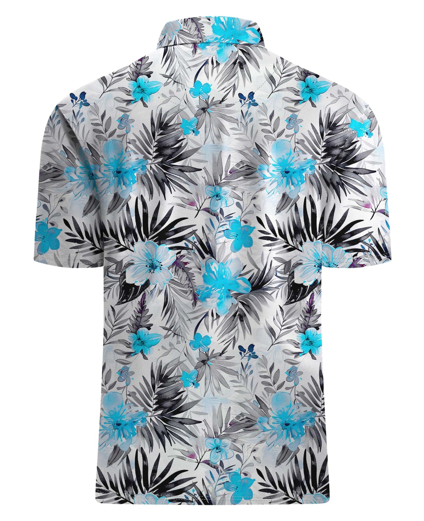 Hodaweisolp Golf Shirts for Men Dry Fit Print Moisture Wicking Performance Short Sleeve Polo Shirt Flower Leaf-L