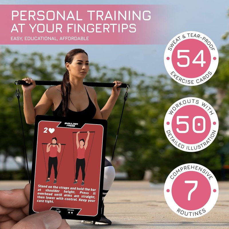 Pilates Workout Cards Deck - Body Weight Exercise Cards for Home Workouts | Fitness Cards for Men & Women