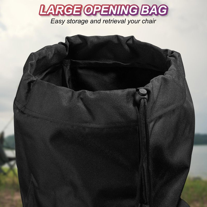 PATIKIL 48 Inch Camp Chair Replacement Bag, 1 Pack Foldable Camping Chair Bag 900D Oxford Large Mouth Carry Bag with Adjustable Shoulder Strap for Outdoor Camping, Black