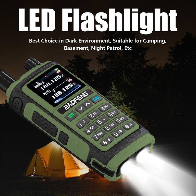 BAOFENG UV-17H GPS Two Way Radio Type-C Charging High Power Radio UV-17 Pro Max GPS 1.77in LCD Screen Rechargable Ham Radio (Green)