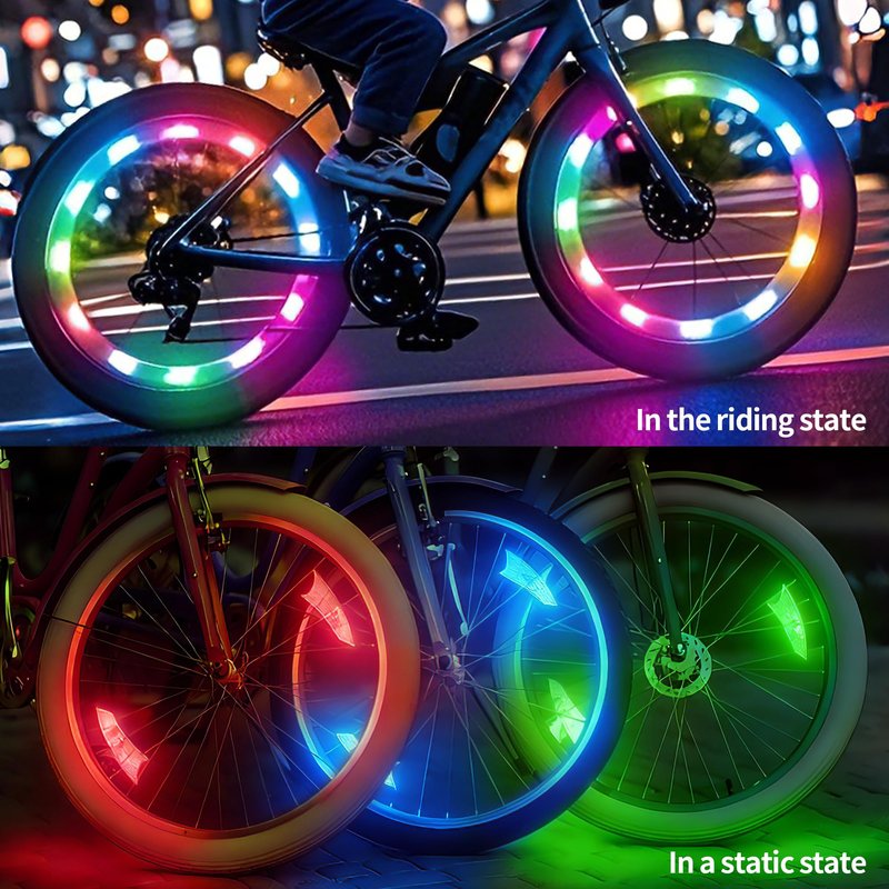 Bike Wheel Lights Rechargeable 2pack,Bike Lights for Wheels,Bike Spoke Light Weatherproof, Bicycle Wheel Lights Kids Adults,Motion Sensor (Color Morphing)