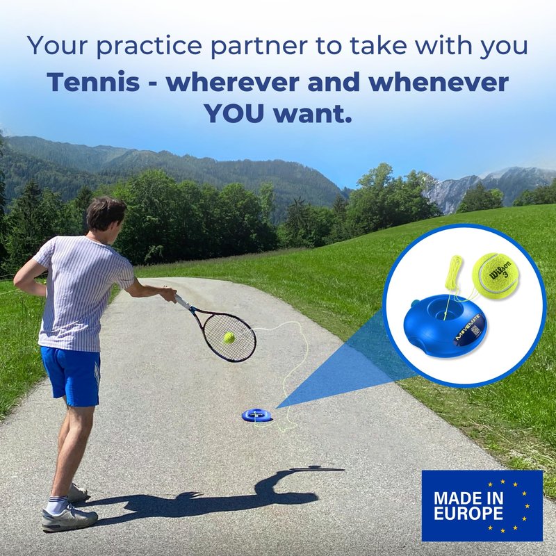 MOVEMATE Tennis-Trainer Set with Wilson® Tennis Ball | Innovative Ball Game for Outdoors, in The Garden, in The Park for Children & Adults | Incl. Transport Bag & Exercise Videos