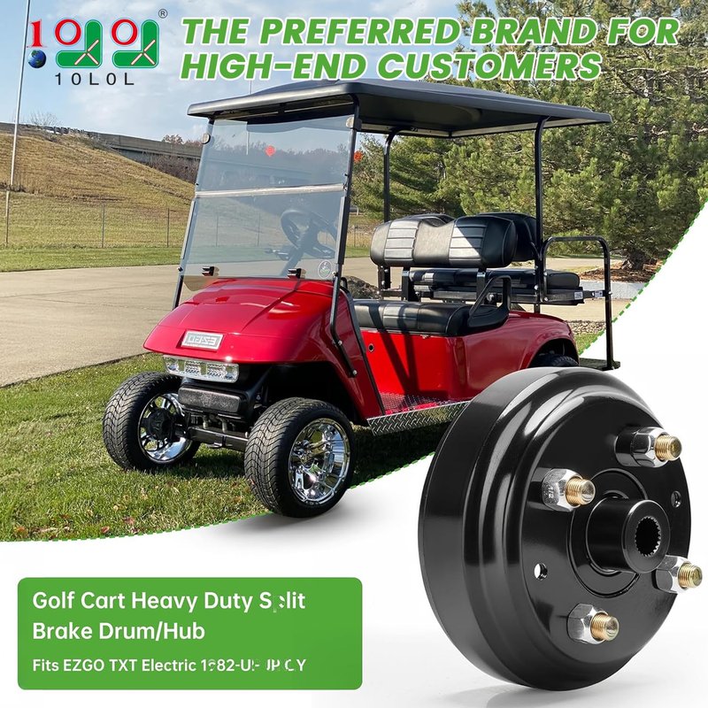 10L0L Golf Cart Heavy Duty Split Brake Drum and Rear Wheel Hub Assembly for EZGO TXT Electric Golf Carts 1982-up 19186-G1 615604