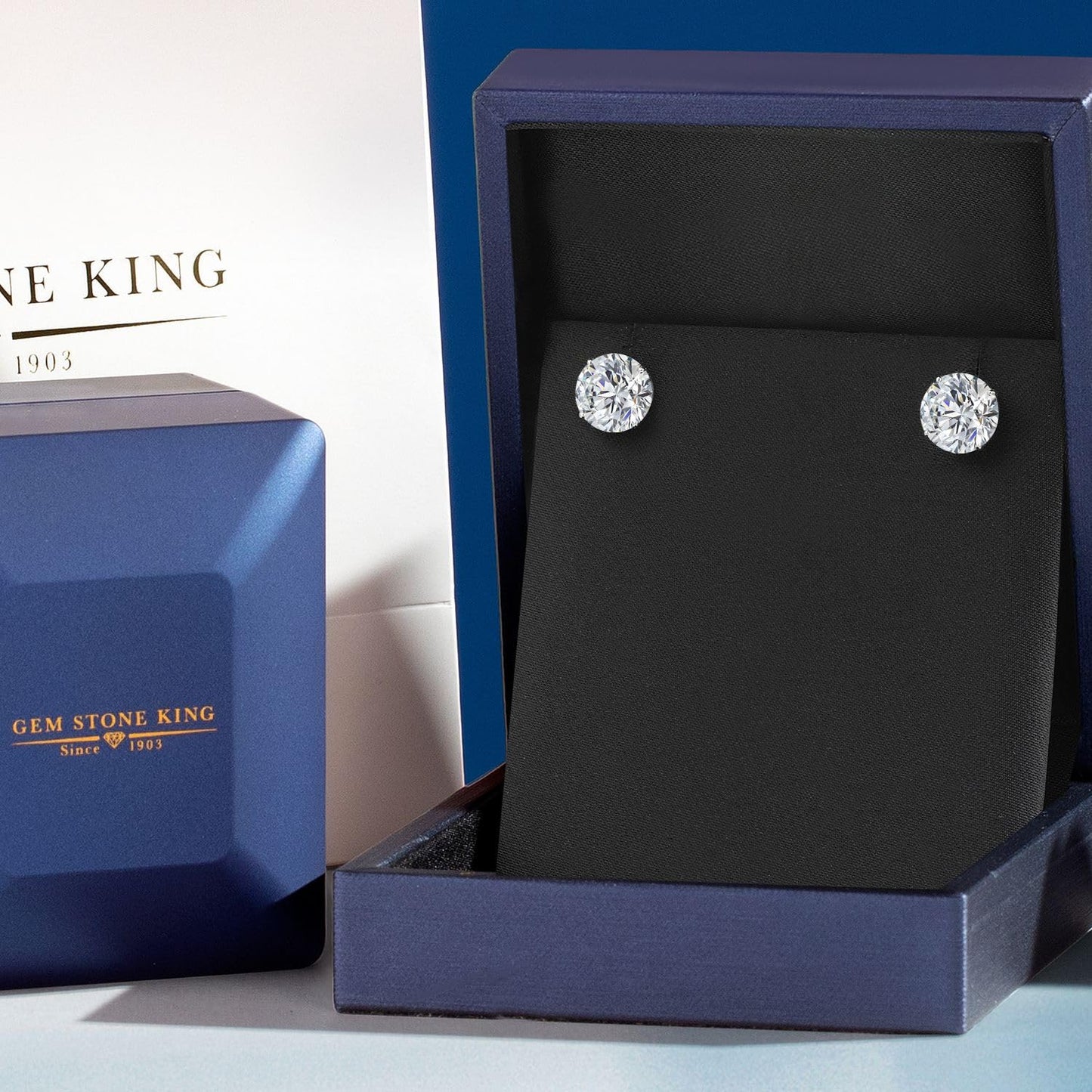 Gem Stone King 14K Gold Lab Diamond Stud Earrings, White Gold, 6 Cttw-IGI