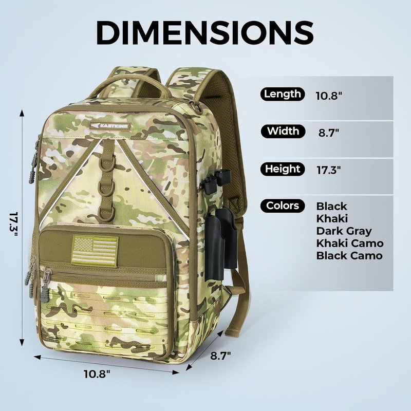 KastKing Fishing Tackle Backpack - Water-Resistant Gear Bag with 2 Rod Holders | Khaki Camo, Large Storage