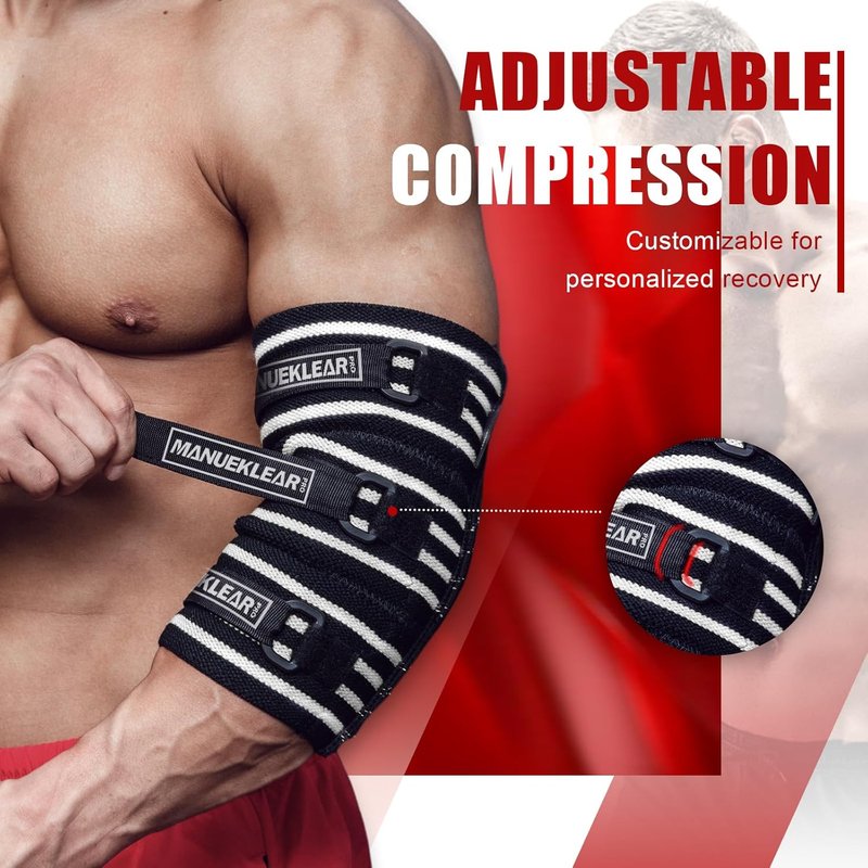 Elbow Sleeves for Weightlifting - Adjustable Support Wraps | XL (12.5"-14.5")