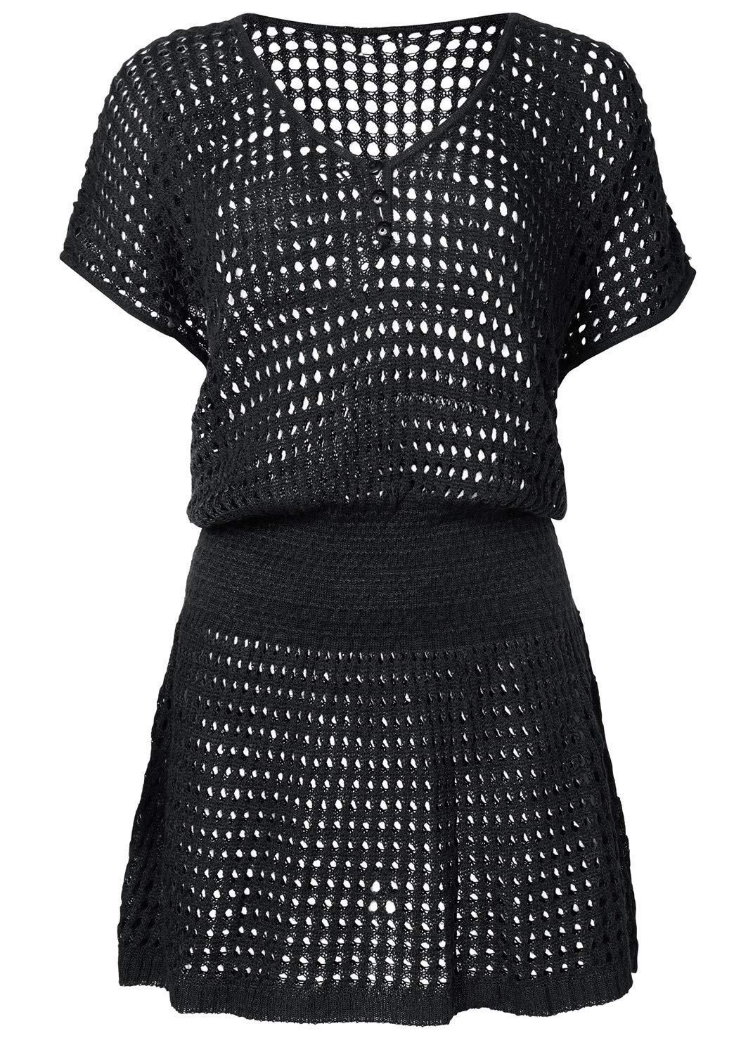 Wander Agio Beach Tops Sexy Knit Cover Dresses Bikini Cover-ups Nets Short Skirt Black
